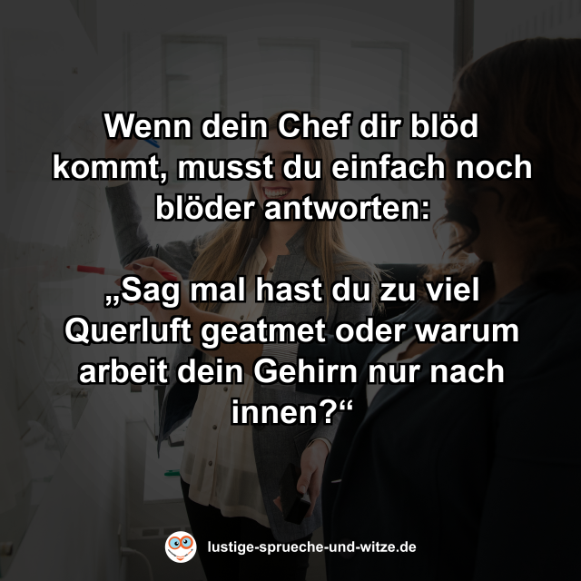 Wenn dein Chef dir bl&ouml;d kommt, musst du einfach noch bl&ouml;der antworten:
