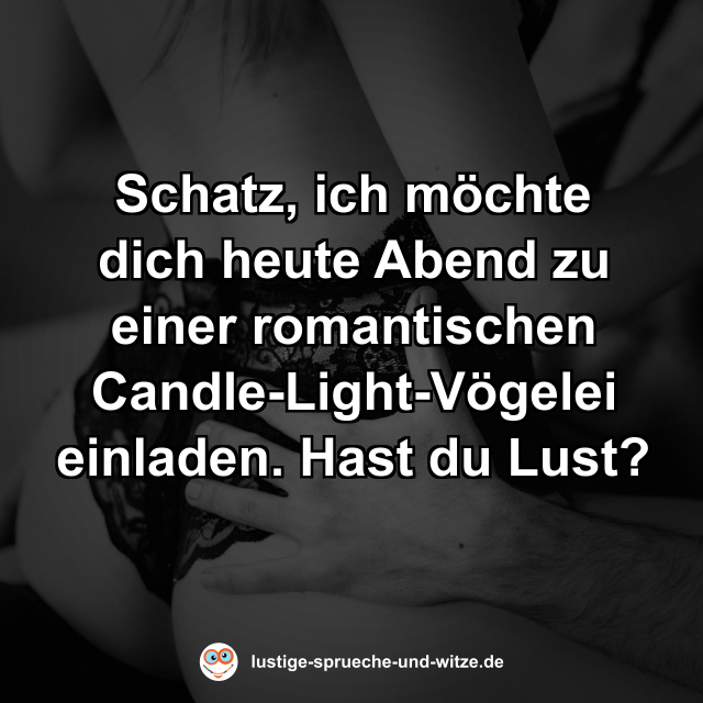 Schatz, ich m&ouml;chte dich heute Abend zu einer romantischen Candle-Light-V&ouml;gelei einladen. Hast du Lust?