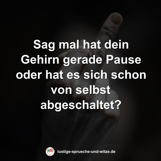 Sag mal hat dein Gehirn gerade Pause oder hat es sich schon von selbst abgeschaltet?