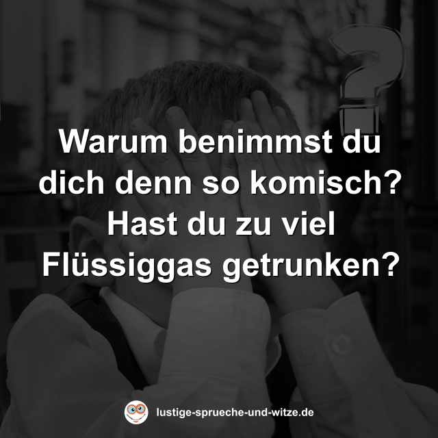 Warum benimmst du dich denn so komisch? Hast du zu viel Fl&uuml;ssiggas getrunken?
