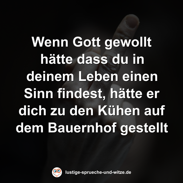 Wenn Gott gewollt h&auml;tte dass du in deinem Leben einen Sinn findest, h&auml;tte er dich zu den K&uuml;hen auf dem Bauernhof gestellt