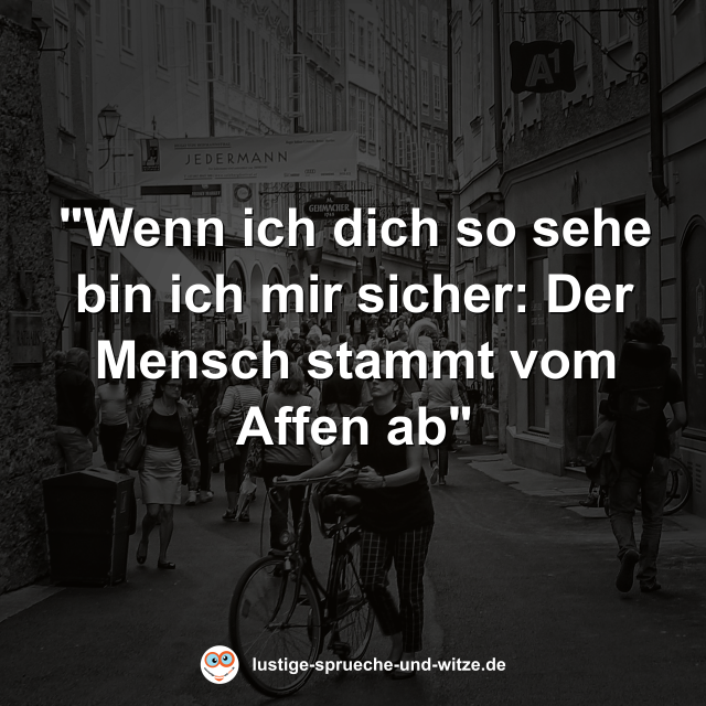 "Wenn ich dich so sehe bin ich mir sicher: Der Mensch stammt vom Affen ab"
