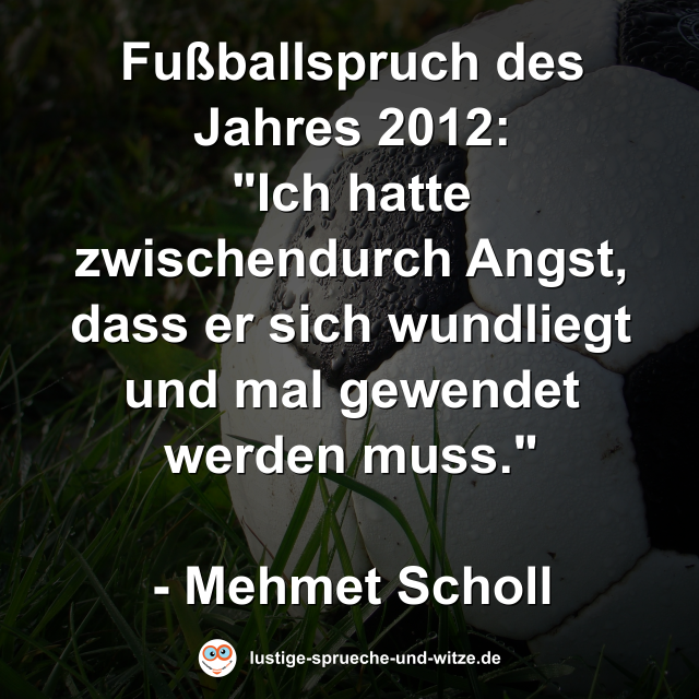 Fu&szlig;ballspruch des Jahres 2012: "Ich hatte zwischendurch Angst, dass er sich wundliegt und mal gewendet werden muss."  - Mehmet Scholl