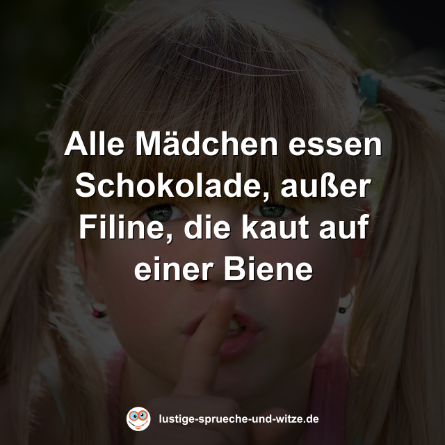 Alle M&auml;dchen essen Schokolade, au&szlig;er Filine, die kaut auf einer Biene