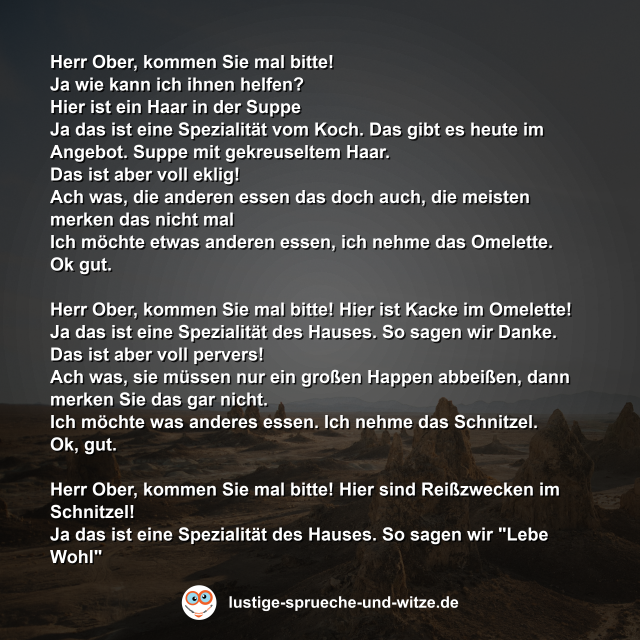 Herr Ober, kommen Sie mal bitte!
