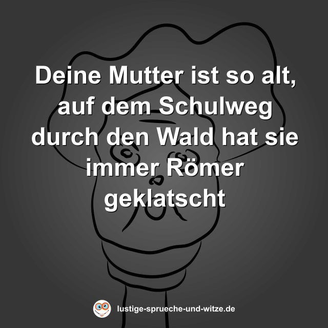 Deine Mutter ist so alt, auf dem Schulweg durch den Wald hat sie immer R&ouml;mer geklatscht