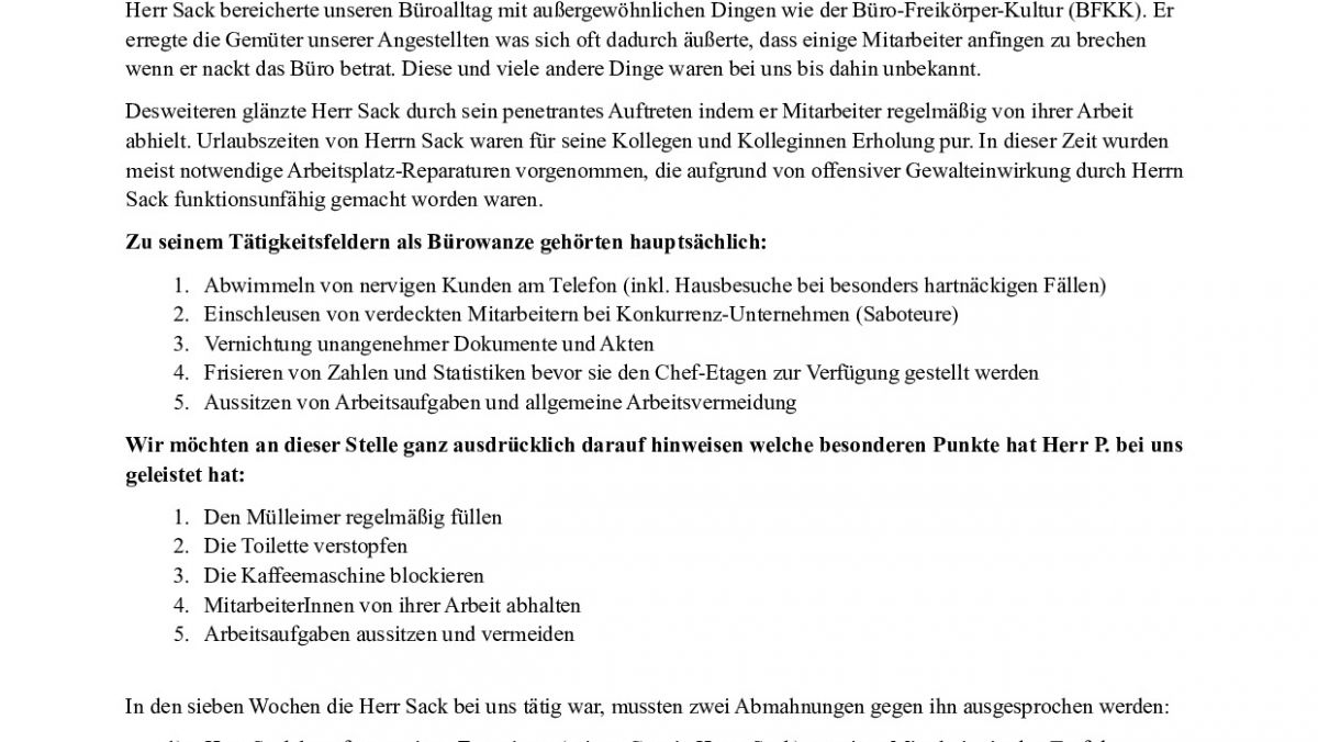 Mein Arbeitszeugnis